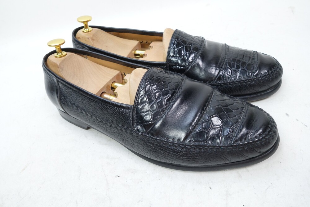 Mezlan Shoes Mens Size 11.5 M Black Genuine Crocodile Loafers Made In Spain